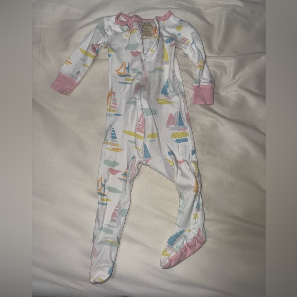 The Beaufort Bonnet Company Pastel Sailboat Kids Footie